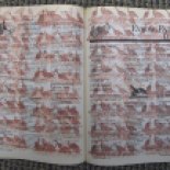 An altered Poultry Cookbook with recipes stamped over with living turkeys (using a purchased rubber stamp),