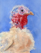 Happy Thanksgiving 2001 © Cheryl L Miller 10-3/8" X 8-1/8" Watercolor With Rice Paper